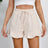 Women's cotton and linen shorts with ruffled edges and drawstring casual pants for women - V.I.P Digital Presence