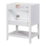 24" Bathroom Vanity Base Only, Soild Wood Frame, Bathroom Storage Cabinet with Doors and Open Shelf, White - V.I.P Digital Presence