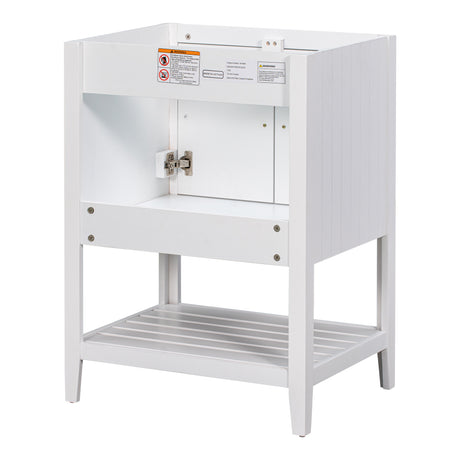24" Bathroom Vanity Base Only, Soild Wood Frame, Bathroom Storage Cabinet with Doors and Open Shelf, White - V.I.P Digital Presence