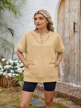 Half Zip Short Sleeve Hooded Top - V.I.P Digital Presence