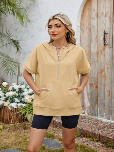 Half Zip Short Sleeve Hooded Top - V.I.P Digital Presence