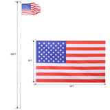 25FT segmented flagpole kit, ultra thick heavy-duty aluminum flagpole with top ball outdoor embedded flagpole - V.I.P Digital Presence