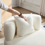 Modern Chair, Single Teddy Fabric Sofa Chair with Ottoman Foot Rest Comfy chair for Living Room Bedroom and Office,Beige - V.I.P Digital Presence