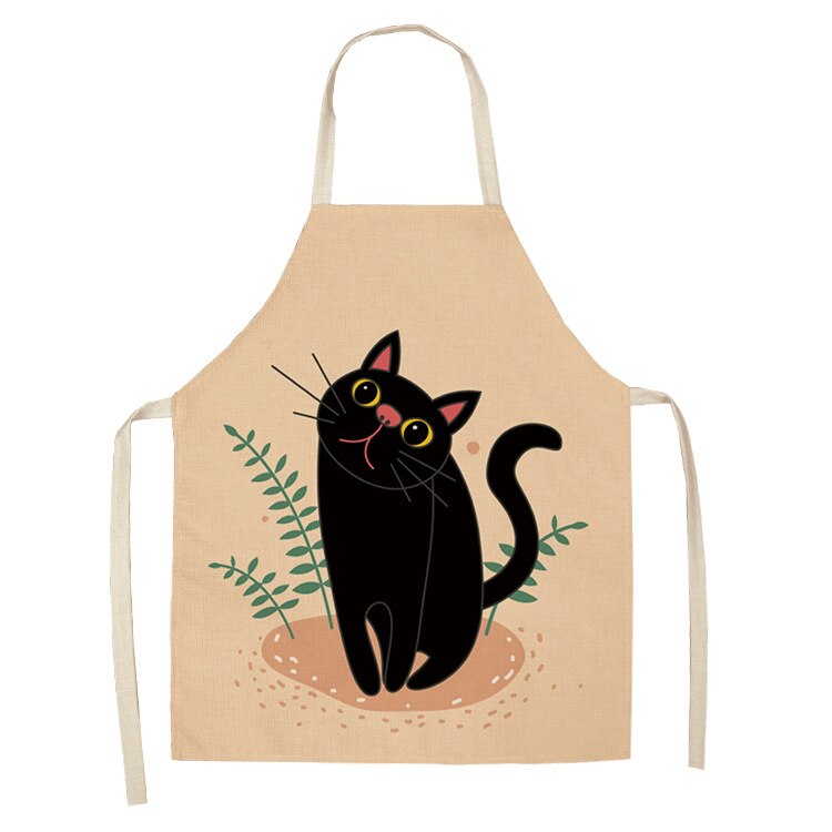 Cat Kitchen Aprons For Women Cotton Linen Bibs Household Cleaning Pinafore Home Cooking Apron kids kitchen barber - V.I.P Digital Presence