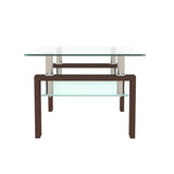 Rectangle Walnut Glass Coffee Table, Clear Coffee Table, Modern Side Center Tables for Living Room, Living Room Furniture - V.I.P Digital Presence