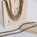 Square titanium steel gold-plated natural black agate stone handmade bead necklace jewelry for women - V.I.P Digital Presence