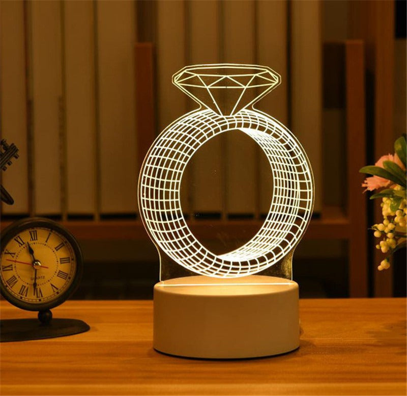 Luz de noche 3D LED, luz de mesa, regalo creativo, luz de cabecera, pequeño regalo para San Valentín, regalo para el día del niño.