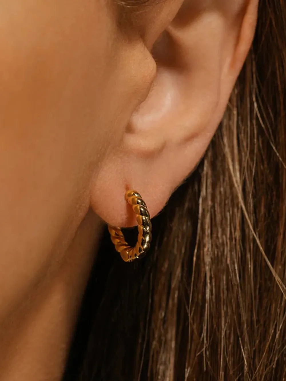 18K Gold-Plated Stainless Steel Huggie Earrings - V.I.P Digital Presence