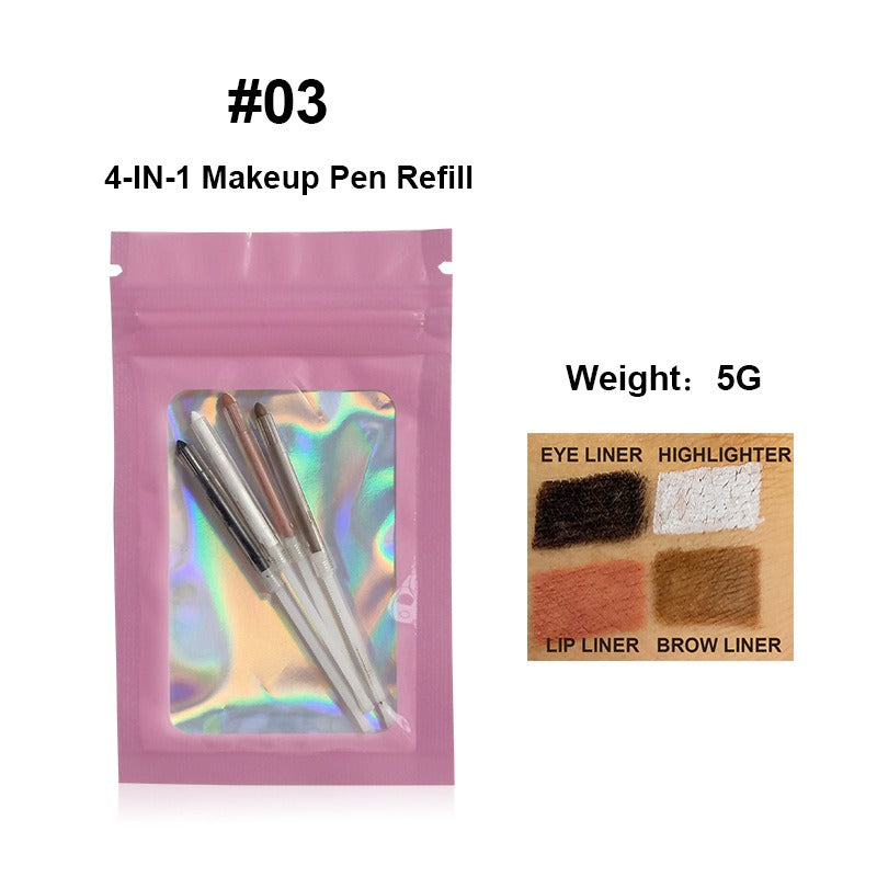 4 In 1 Eyebrow Pencil Waterproof Drawing Eye Brow Makeup Pen Long-Wear Eyeliner Eyebrow Highlighter Stick Makeup Cosmetic Tool - V.I.P Digital Presence