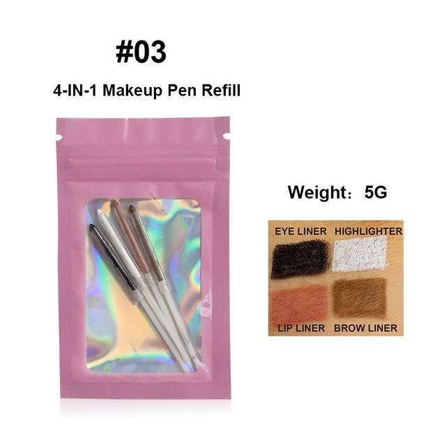 4 In 1 Eyebrow Pencil Waterproof Drawing Eye Brow Makeup Pen Long-Wear Eyeliner Eyebrow Highlighter Stick Makeup Cosmetic Tool - V.I.P Digital Presence