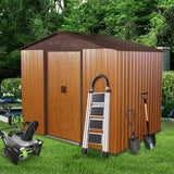 8ft x 6ft Outdoor Metal Storage Shed with Floor Base Coffee(W540S00014) - V.I.P Digital Presence
