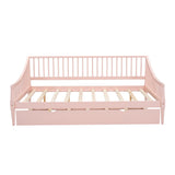 Full Size Daybed with Trundle and Support Legs  Pink