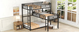 L-shaped Metal Triple Twin Size Bunk Bed, Black - V.I.P Digital Presence