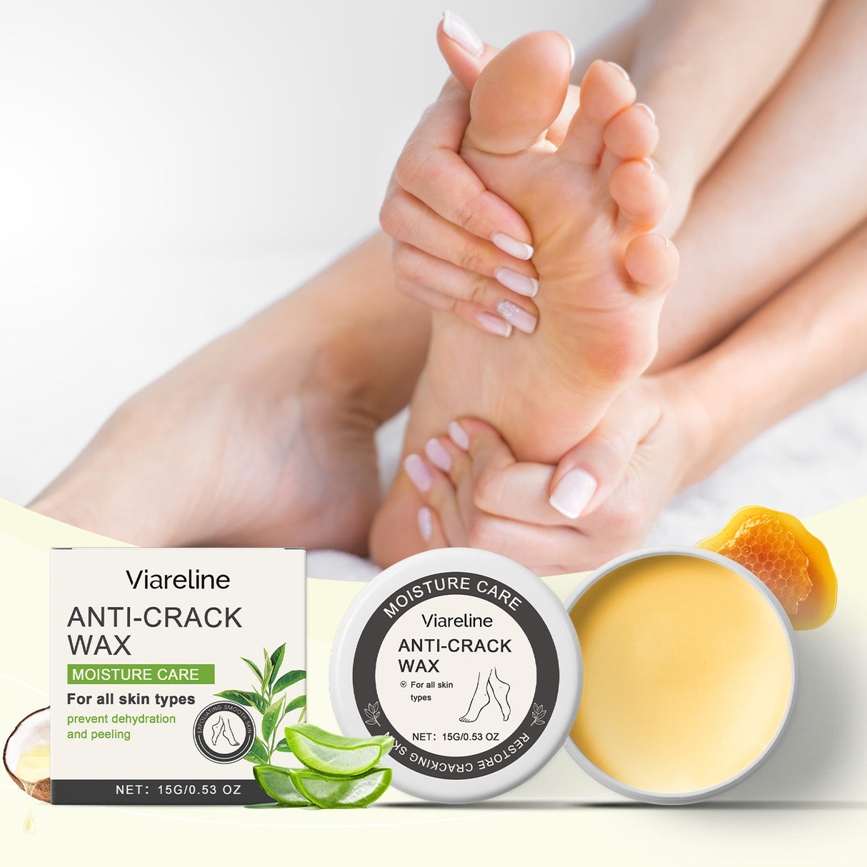 Cera para el cuidado de los pies: exfolia, previene la sequedad, hidrata y deja la piel de los pies suave y tierna.