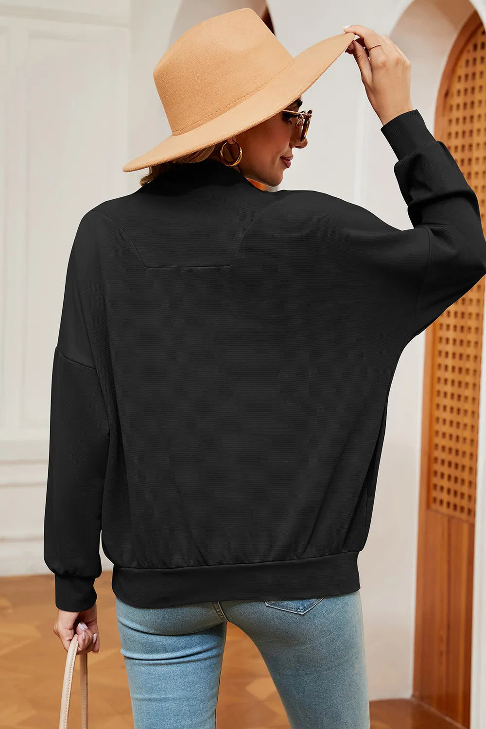 Autumn and winter new solid color zipper long sleeved loose pullover sweatshirt jacket for women - V.I.P Digital Presence