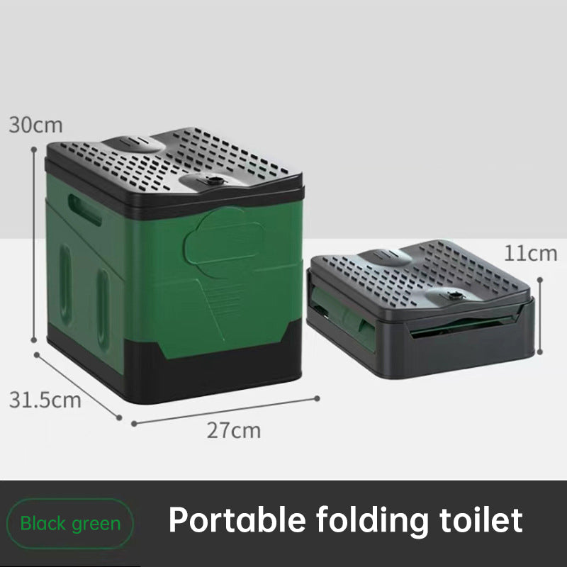 Portable folding camping toilet: adult/child use, self-contained, with lid and seat. - V.I.P Digital Presence