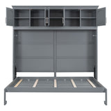 Full Size Murphy Bed Wall Bed with Top Cabinets,Gray - V.I.P Digital Presence