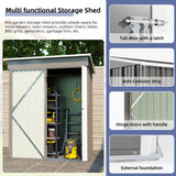 5 * 3FT outdoor storage shed, tool shed with sloping roof and lockable door, backyard garden metal shed, courtyard lawn, gray - V.I.P Digital Presence