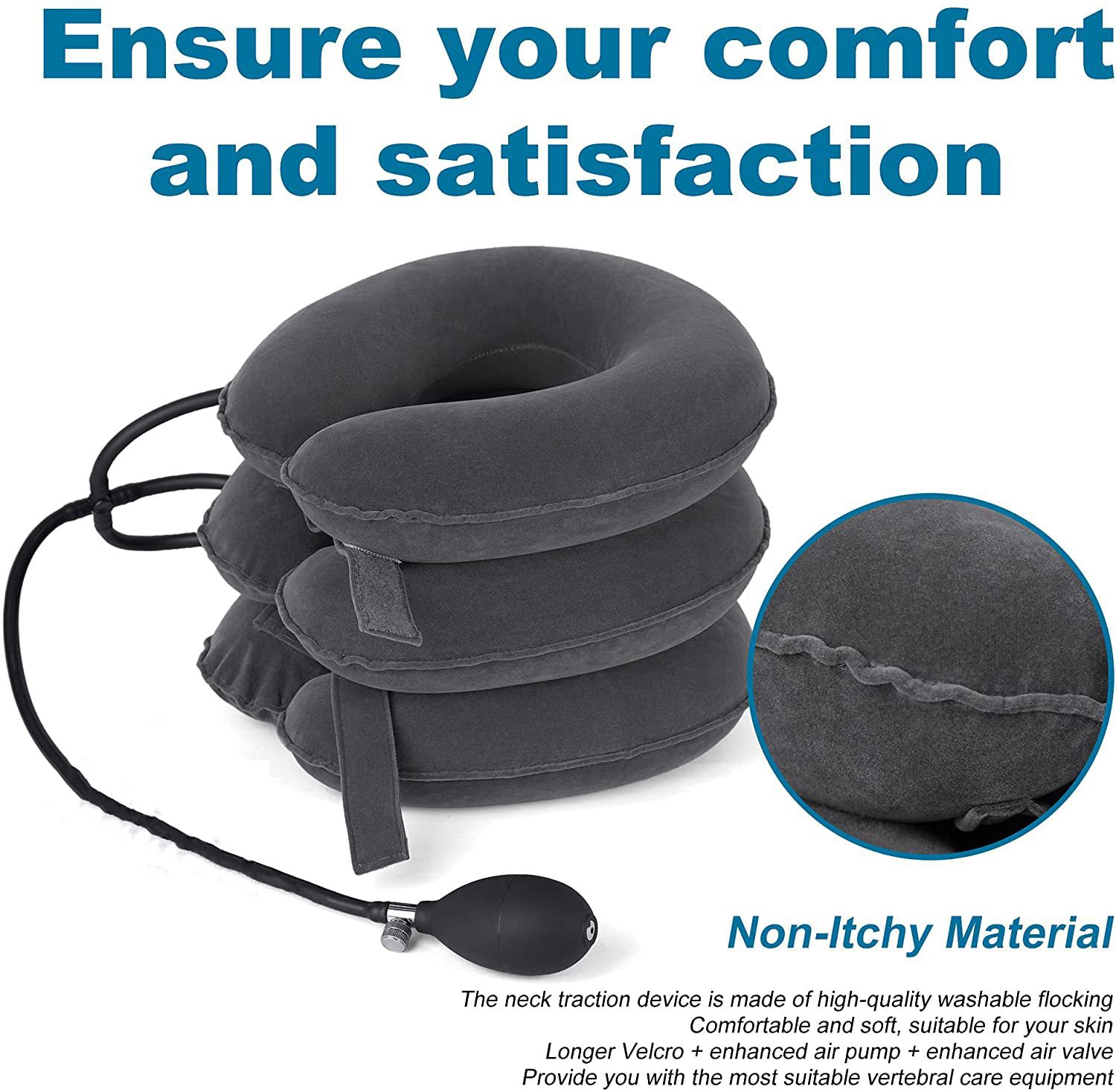 Cervical Traction Device Neck Support Pillow Inflatable Adjustable Neck Stretcher Three-Layer Inflatable Neck Pillow - V.I.P Digital Presence