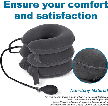 Cervical Traction Device Neck Support Pillow Inflatable Adjustable Neck Stretcher Three-Layer Inflatable Neck Pillow - V.I.P Digital Presence