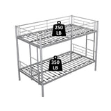 Metal bunk bed/sturdy/noise reduction/2 side ladders/safety guardrails/CPC certification/no spring box required (Silver)