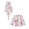 Fashionable and Sexy Halter Sleeveless Top with Floral Print Skirt - V.I.P Digital Presence