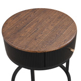 Round Nightstand with Drawer, 19.68 Inch Wood End Table with Storage, Small Table or Living Room, Bedroom and Small Spaces - V.I.P Digital Presence