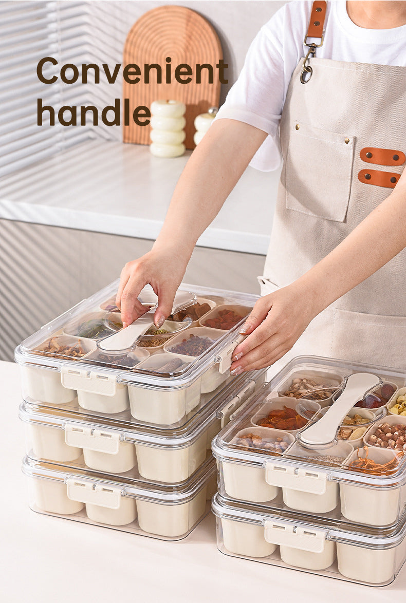 Design Sealed Snackle Storage Box With 9pcs Divider Plastic Divided Veggie Tray With Lid And Handle - V.I.P Digital Presence