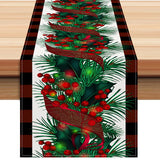 New red and black checkered table flag Christmas red fruit printed tablecloth TV cabinet decoration tablecloth home fabric - V.I.P Digital Presence