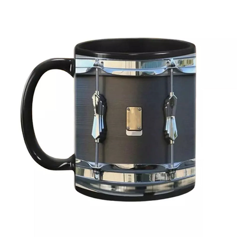 Vintage Drum Mug, 11oz. Black & White, Funny Ceramic Mug. Ideal Cool Gift for Drummers and Musicians. - V.I.P Digital Presence