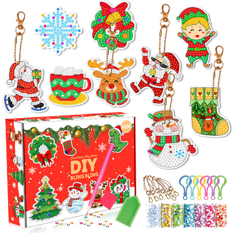 Christmas Diamond Painting Keychain 5D DIY Hanging Diamond Art Kits Diamond Ornaments for Kids Christmas Crafts Family Decor - V.I.P Digital Presence