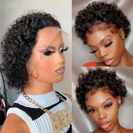 New front lace headgear wig short pixie headgear human hair real hair headgear - V.I.P Digital Presence