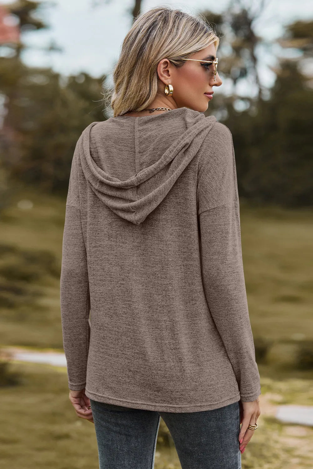 Drawstring Dropped Shoulder Hooded T-Shirt - V.I.P Digital Presence