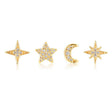 S925 Small Ins 4 Piece Set Star Octagonal Star Four Point Star Moon Earring Set - V.I.P Digital Presence