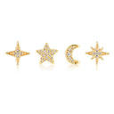 S925 Small Ins 4 Piece Set Star Octagonal Star Four Point Star Moon Earring Set - V.I.P Digital Presence