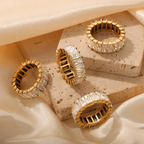 Titanium Steel Inlaid Zircon Ring - V.I.P Digital Presence