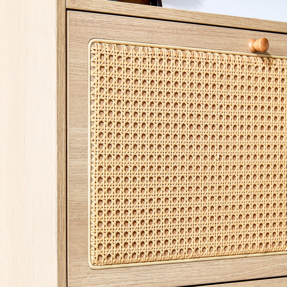 Modern minimalist storage cabinet MDF bed top cabinet Japanese rattan shoe cabinet, small home furniture - V.I.P Digital Presence
