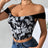 Printed ultra short crop top with exposed navel for summer - V.I.P Digital Presence