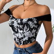Printed ultra short crop top with exposed navel for summer - V.I.P Digital Presence