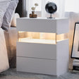 LED bedside table, bedroom, three drawers, dressing table, acrylic board, bedside furniture (white) - V.I.P Digital Presence