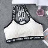 Sport Cropped Top Bra Push Up Running Yoga Bra Cotton Letters Sport Tops For Women Gym Wear Solid Fitness Bra Women Sportswear - V.I.P Digital Presence