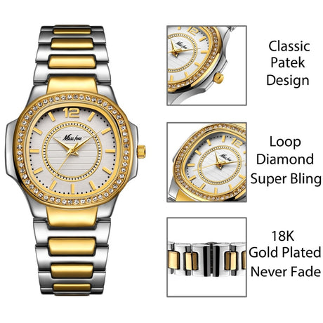 Missfox 2549 Women Watches Women Fashion Watch Geneva Designer Ladies Watch Luxury Brand Diamond Quartz Gold Wrist Watch Gifts For Women - V.I.P Digital Presence