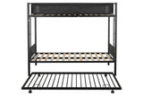 Metal double bed with casters/sturdy frame/no noise/comfortable guardrail/2 side ladders/no need for spring box