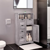 5 Drawers Storage Cabinet with Adjustable Shelves, Bathroom Cabinet with Doors, Floor Cabinet for Living Room Grey - V.I.P Digital Presence
