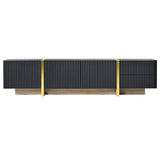 Luxury Fluted TV Stand for TVs Up to 80'', Modern Entertainment Center with Storage Cabinets & Drawers Black - V.I.P Digital Presence