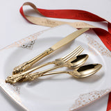 Stainless steel carved steak knife and fork, gold-plated palace Western restaurant knife, fork, spoon, Western tableware set of - V.I.P Digital Presence