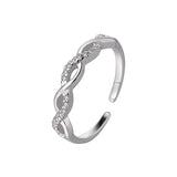 S925 Sterling Silver Micro-Pave Flash Diamond Twisted Rope Ring for Women, Ins-Inspired Korean Style, Unique Design, Hollow Twisted Open Ring - V.I.P Digital Presence