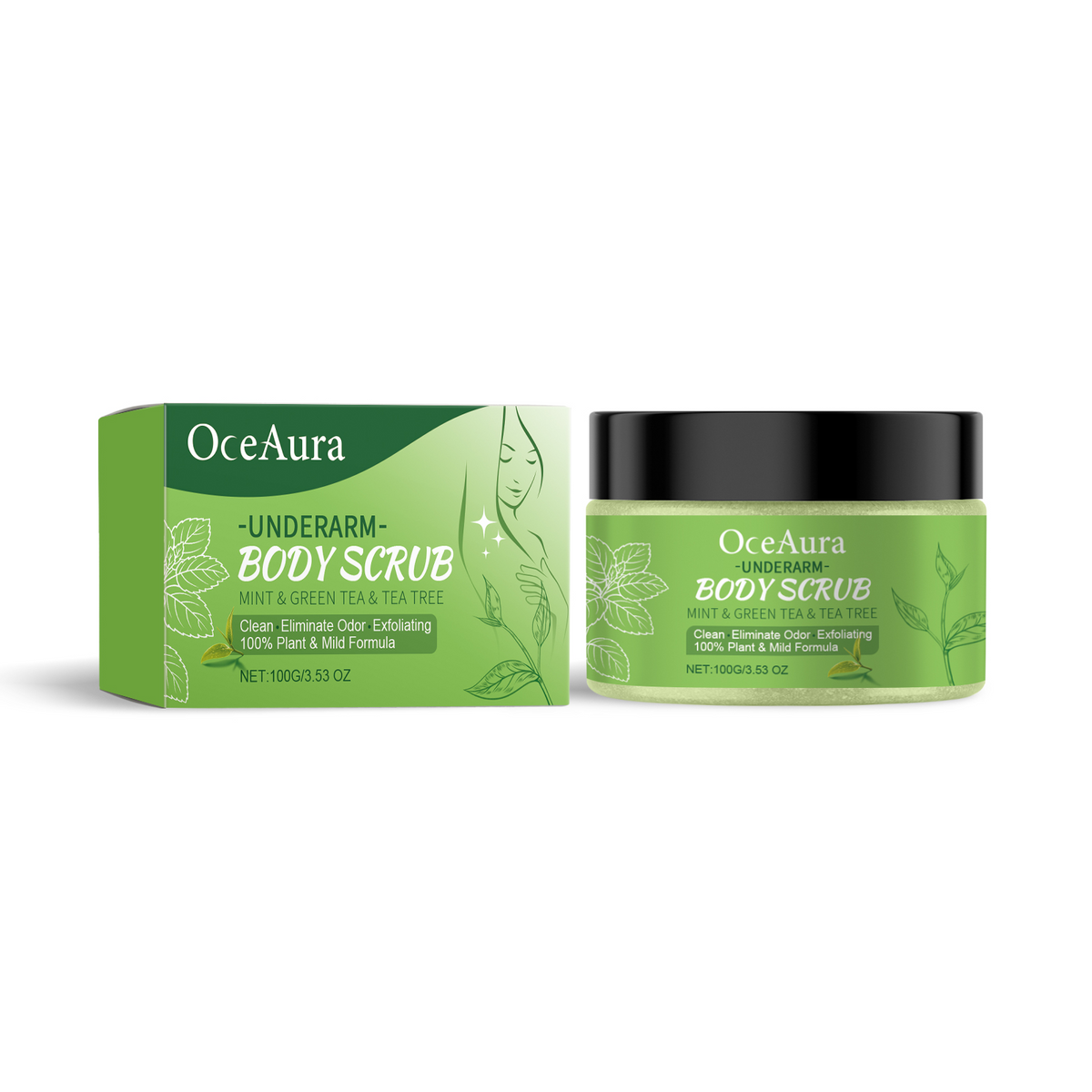 Exfoliante desintoxicante de té verde para axilas, exfoliante para estudiantes, hombres y mujeres, blanqueamiento de axilas, rejuvenecimiento de articulaciones, hidratante.