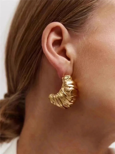 Retro Metal Stud Earrings Geometric Irregular for Women Brass Jewelry Light Luxury Europe And America - V.I.P Digital Presence