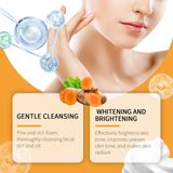 Mousse limpiadora de cúrcuma para una limpieza suave de la piel facial. Limpiador de poros. Cuidado hidratante de la piel.